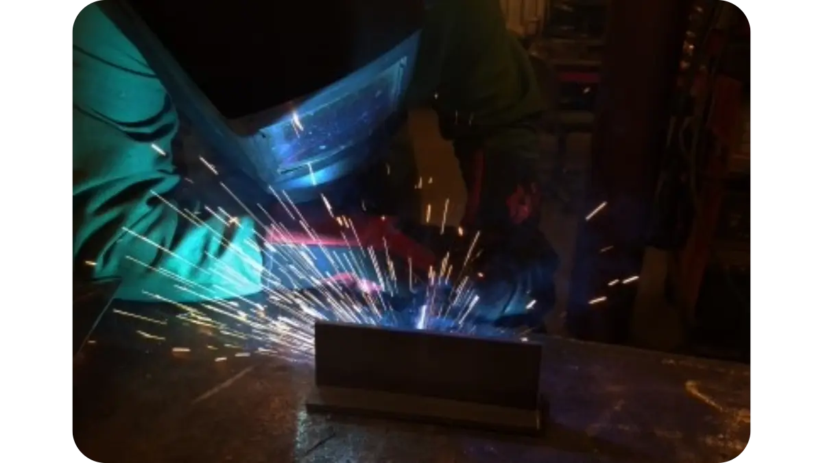 Sparks flying during fabrication work